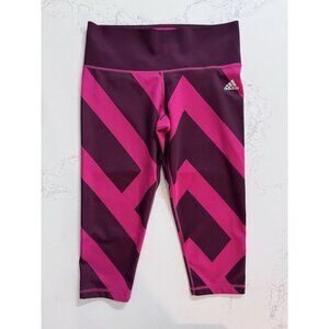 Adidas Climate Cropped Leggings Women's Medium 3/4 Capri Active Pants Pink Geo